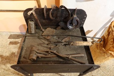 Rojales, Alicante, Spain, October 28, 2024: Forge tools at the Orchard Museum in Rojales, Alicante, Spain clipart