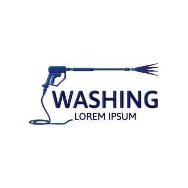Basınçlı su tabancası logosu vektörü, çamaşır, temizlik ve diğer işler için uygun..