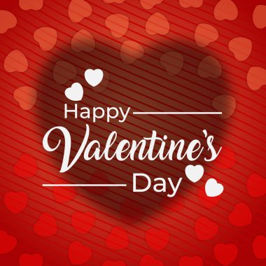 Happy Valentines Day concept, Heart shadow design, red background. Template for promotion, sale and shopping or background for women's day and love concept. Vector Illustration Template.
