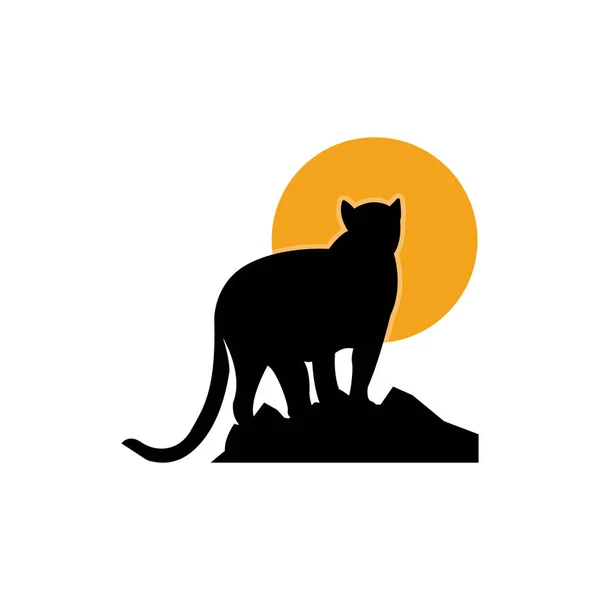 Black Tiger Logo Vector Featuring Black Tiger Sun Silhouette Suitable — Stock Vector
