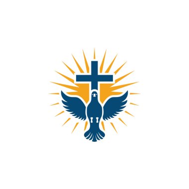 Güneş ışığı çapraz güvercin logosu vektörü. Basit ve modern. Her iş için uygundur, özellikle logolar için.