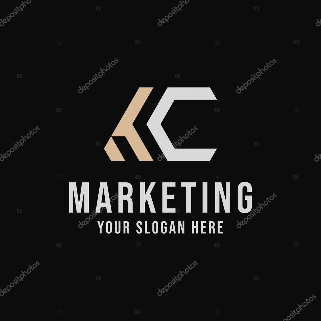Marketing KC letter logo vector. a combination of KC letters with static charts, simple, minimalist, luxurious and modern. Suitable for marketing, finance, consulting, accounting businesses.