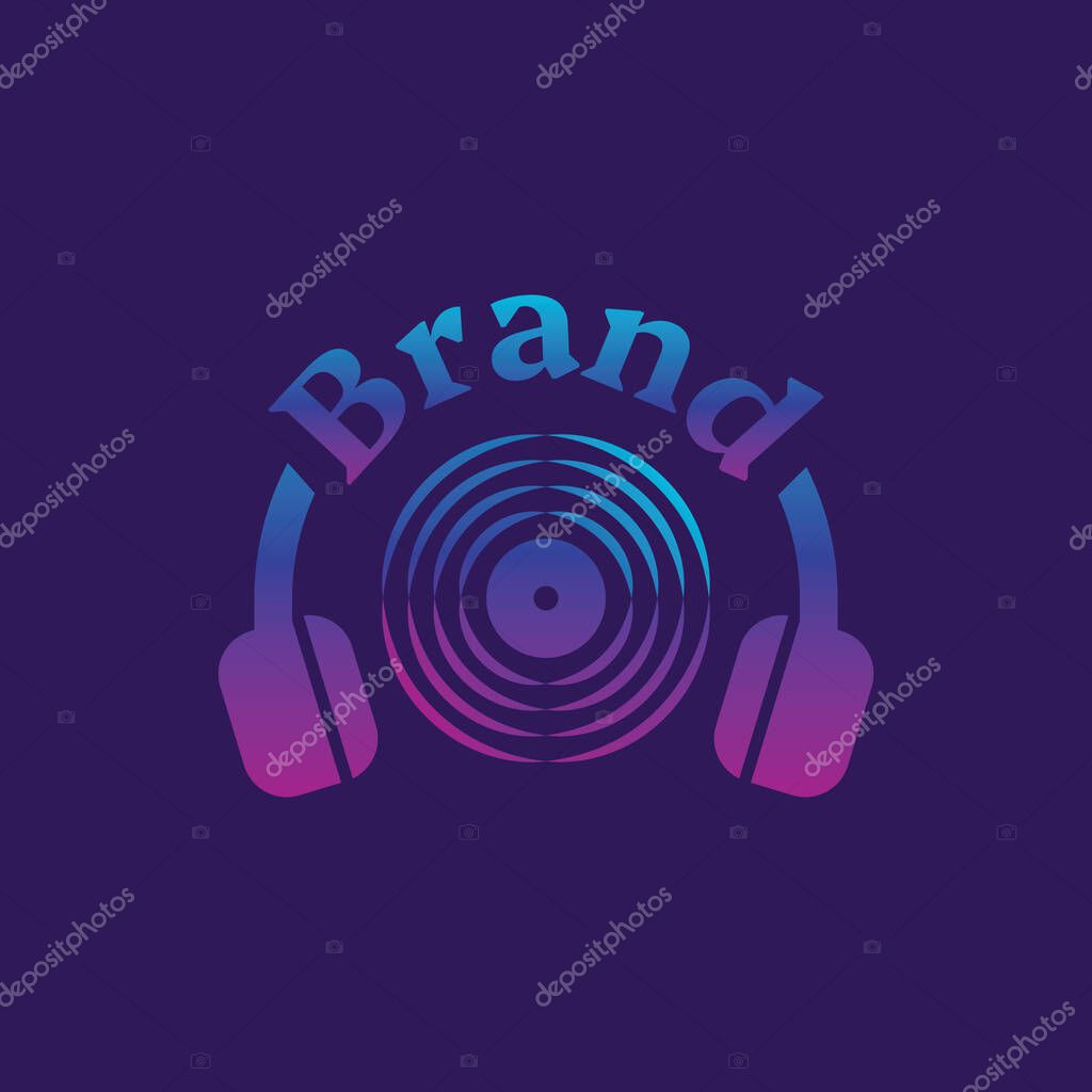 Headphone and vinyl record logo vector, simple and modern. Suitable for businesses related to entertainment, podcasts, DJs, etc.