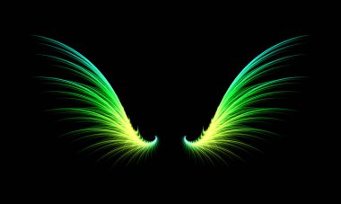 iki yeşil mavi kademe kanatları