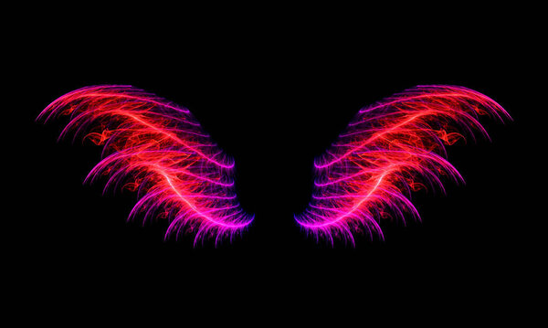 abstract two purple wings on fire