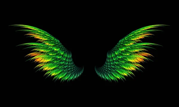 緑のオレンジのグラデーションの翼が2つ — ストック写真