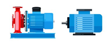 Yatay pompa ve elektrikli motor çizimi