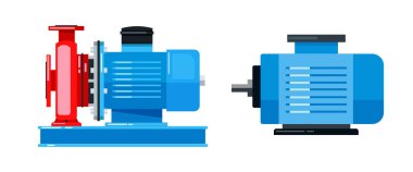 illustration of a horizontal pump and an electric motor clipart