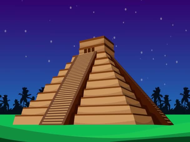 Geanimeerde Tijd Verstrijken Van Mexicaanse Piramide Chichen Itza — Stockvideo