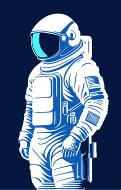 Yüksek kontrastlı astronot çizimi. Kozmonot. Astronot.