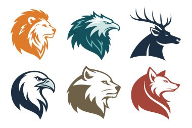 Modern Minimalist Animal Logos  Lion, Eagle, Wolf, Deer, Fox & Bear Branding Designs clipart