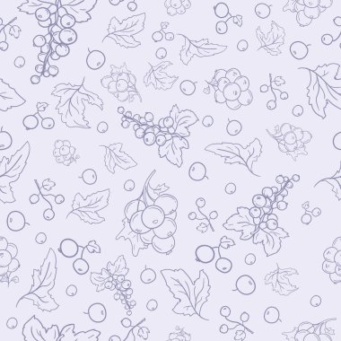 Seamless vector pattern for gift paper with blackcurrant berries on light background. clipart