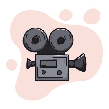 Film çekmek için eski bir kamera. Vektör illüstrasyonu