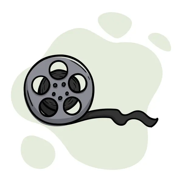 Yuvarlak film makarasının el çizimi ikonu. Vektör illüstrasyonu