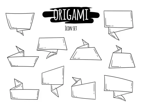 Siyah ve beyaz origami renk blokları. Alıntı, ekleme, pankart ve tasarım için düzenlenebilir metin ampulleri. Vektör illüstrasyonu