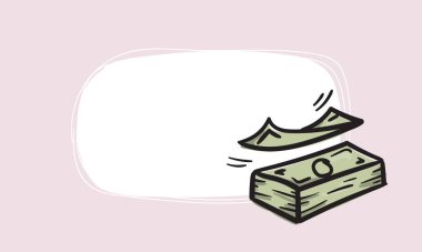 Para ikonu. Etiket, fiyat etiketi, etiket, kart için basit vektör arkaplanı. El çizimi çizimi. İş, finans, satış ve hisse senetleri. Vektör illüstrasyonu