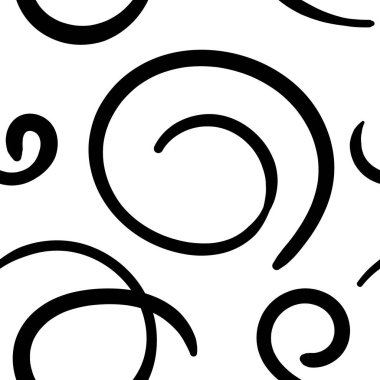 Zigzag, daire ve kurdeleli basit vektör arkaplanı. Soyut elementlerle siyah ve beyaz desenli. Vektör illüstrasyonu