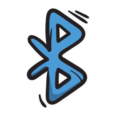 Parlak vektör el bluetooth simgesi çizdi. Düzenlenebilir işaret, beyaz arkaplanda sembol. Web sitesi, uygulama, afiş ve el ilanı tasarımı için bir unsur. Vektör illüstrasyonu