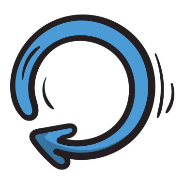 Parlak vektör el dairesel ok simgesi çizildi. Düzenlenebilir işaret, beyaz arkaplanda sembol. Web sitesi, uygulama, afiş ve el ilanı tasarımı için bir unsur. Vektör illüstrasyonu