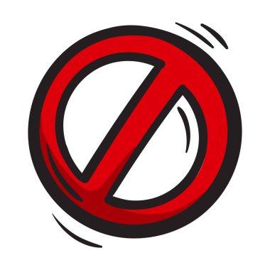 Parlak vektör el yasaklama işareti simgesi çizildi. Düzenlenebilir işaret, beyaz arkaplanda sembol. Web sitesi, uygulama, afiş ve el ilanı tasarımı için bir unsur. Vektör illüstrasyonu