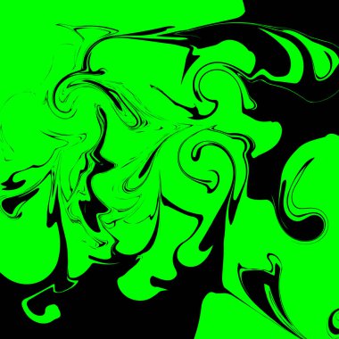 Yeşil ve siyah renkli parlak asit arkaplan. Mermer fütüristik illüstrasyon. Sıçramalar ve boya lekeleri. Vektör illüstrasyonu