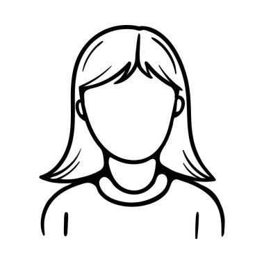 Bir kıza karşılık Avatar. Yazdırma, çıkartma, avatar için basit siyah beyaz çizim