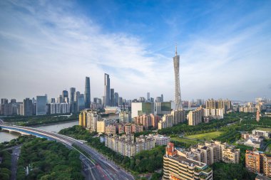 Guangzhou Çin mimarisi Zhujiang Yeni Şehir silueti