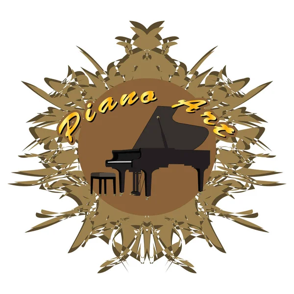 Altın Kahverengi Piyano Sanat Tasarımı Sunum Vektör Şablonu Dekorasyon Reklam — Stok Vektör