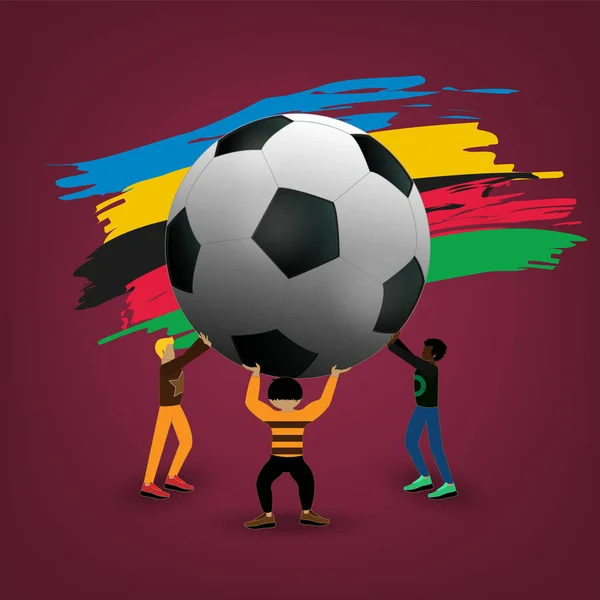 Kinder Aller Nationalitäten Mit Fußball Business Presentation Vector Template Verwendung — Stockvektor