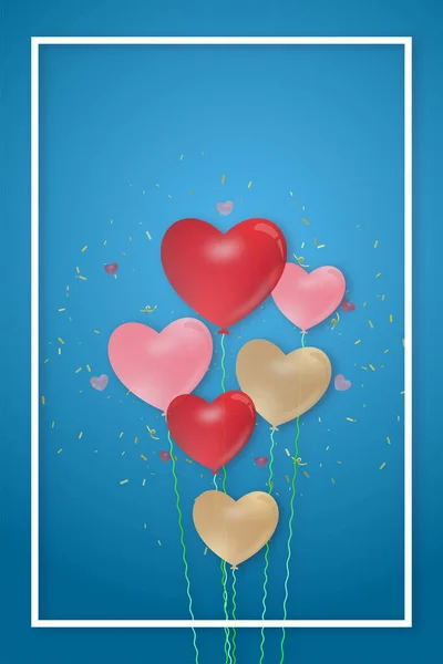 Heart Balloon Frame Gradient Background Valentine Day — ストックベクタ