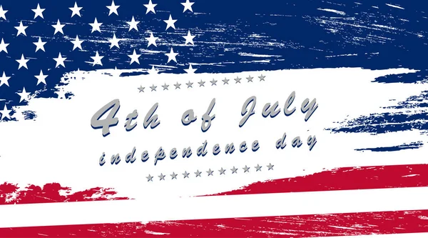 Amerikanische Flagge Grunge Stil Und Schriftzug Juli Dem Unabhängigkeitstag — Stockvektor