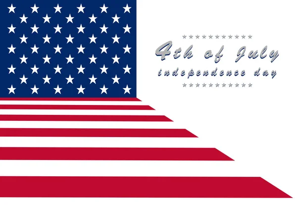 Ecke Amerikanische Flagge Hintergrund Und Schriftzug Juli Unabhängigkeitstag Auf Weißem — Stockvektor