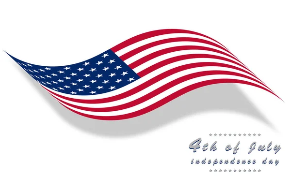 Fahnenschwenken Der Amerikanischen Flagge Und Silhouette Und Buchstabe Des Unabhängigkeitstages — Stockvektor