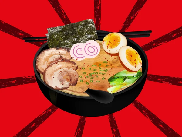 カバー写真に使われるラーメン麺 フードプロモーションポスター — ストックベクタ