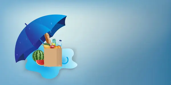 Verkauf Der Regenzeit Mit Shopping Bannern Für Verkauf Und Marketing — Stockvektor