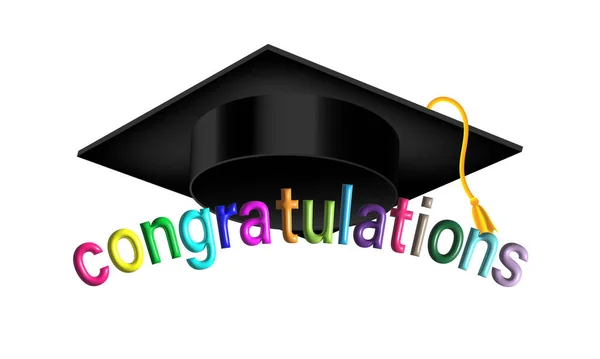 Graduierung Gratuliert Logo Mit Graduierung Cap Auf Weißem Hintergrund Verwendet — Stockvektor