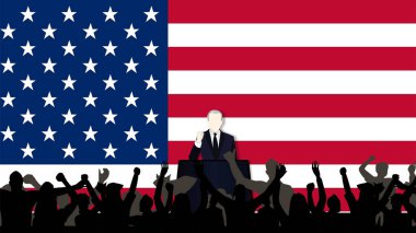 American presidential campaign crowd. Used for decoration, advertising design, websites or publications, banners, posters and brochures. clipart