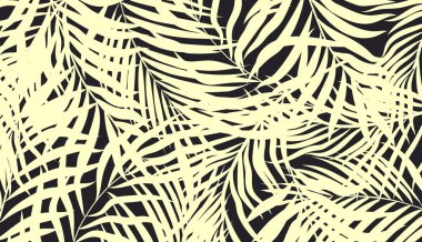 Orman tarzında palmiye yaprağı silueti. Duvar baskısı için Botanik Duvar Sanatı Vektörü Soyut sanat tasarımı.