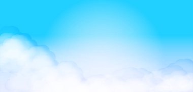 Mavi gökyüzündeki bulutların üzerindeki güneş ışığı