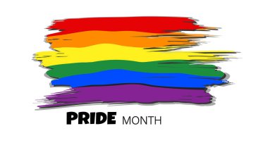 Beyaz arkaplanda gökkuşağı gururlu ay grunge bayrağı