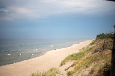 The coastline of the Baltic Sea in northern Poland features stunning sandy beaches, picturesque dunes, and lush greenery, offering a serene escape for nature lovers and beachgoers. clipart