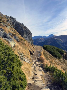 Views from Kopa Kondracka toward the Slovak Tatras, Slovakia, revealing expansive alpine landscapes and distant peaks clipart