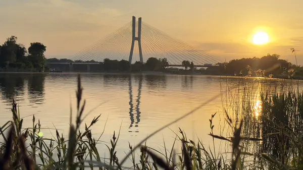 Oder, Wroclaw üzerinde modern kablo destekli köprü