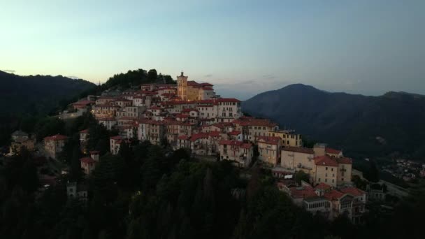 Luftaufnahmen Des Sacro Monte Von Varese Bei Sonnenuntergang Dieser Heilige — Stockvideo