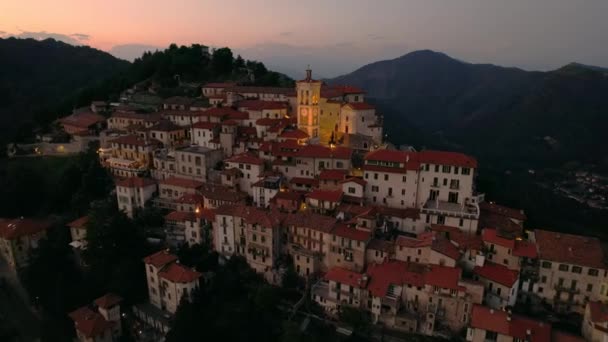 Images Aériennes Sacro Monte Varèse Coucher Soleil Cette Montagne Sacrée — Video