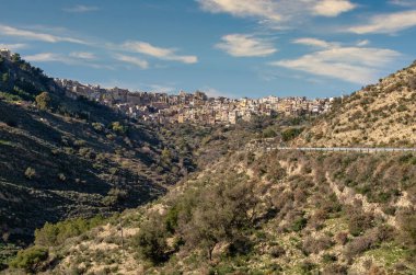 Small old village of Centuripe In Sicily A Stunning Hilltop Town Nestled Amidst Sicilian Valleys clipart