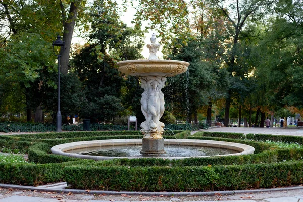 Caída Sendero Otoño Parque Del Retiro Ciudad Madrid Con Las —  Fotos de Stock