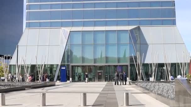 摩天大楼 马德里金融城的玻璃摩天大楼 在西班牙 横向视频 — 图库视频影像