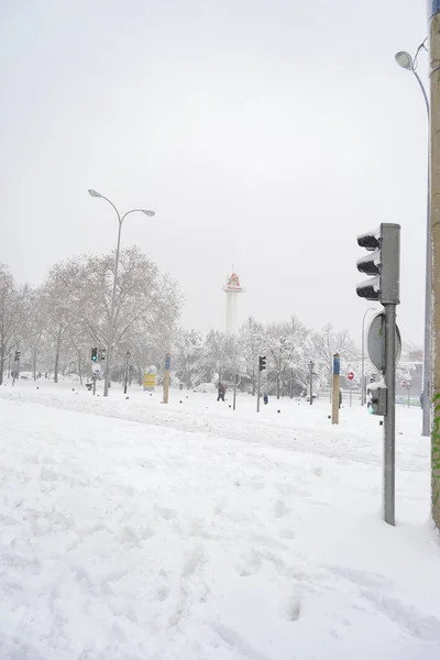 stock image Snow. Winter. Streets covered in a white blanket of snow that covers all the elements that are on the street. Cold concept. Winter concept. Winter 2022. Photography.