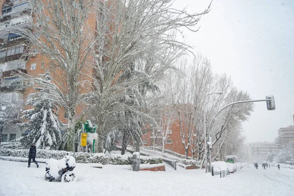 Neve Inverno Ruas Cobertas Com Cobertor Branco Neve Que Cobre — Fotografia de Stock